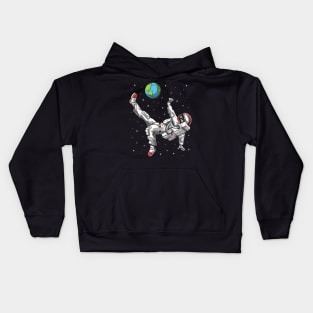 Space Astronaut Soccer Player Kids Hoodie